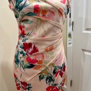 Calvin Klein Floral Midi Dress - Pink and Green